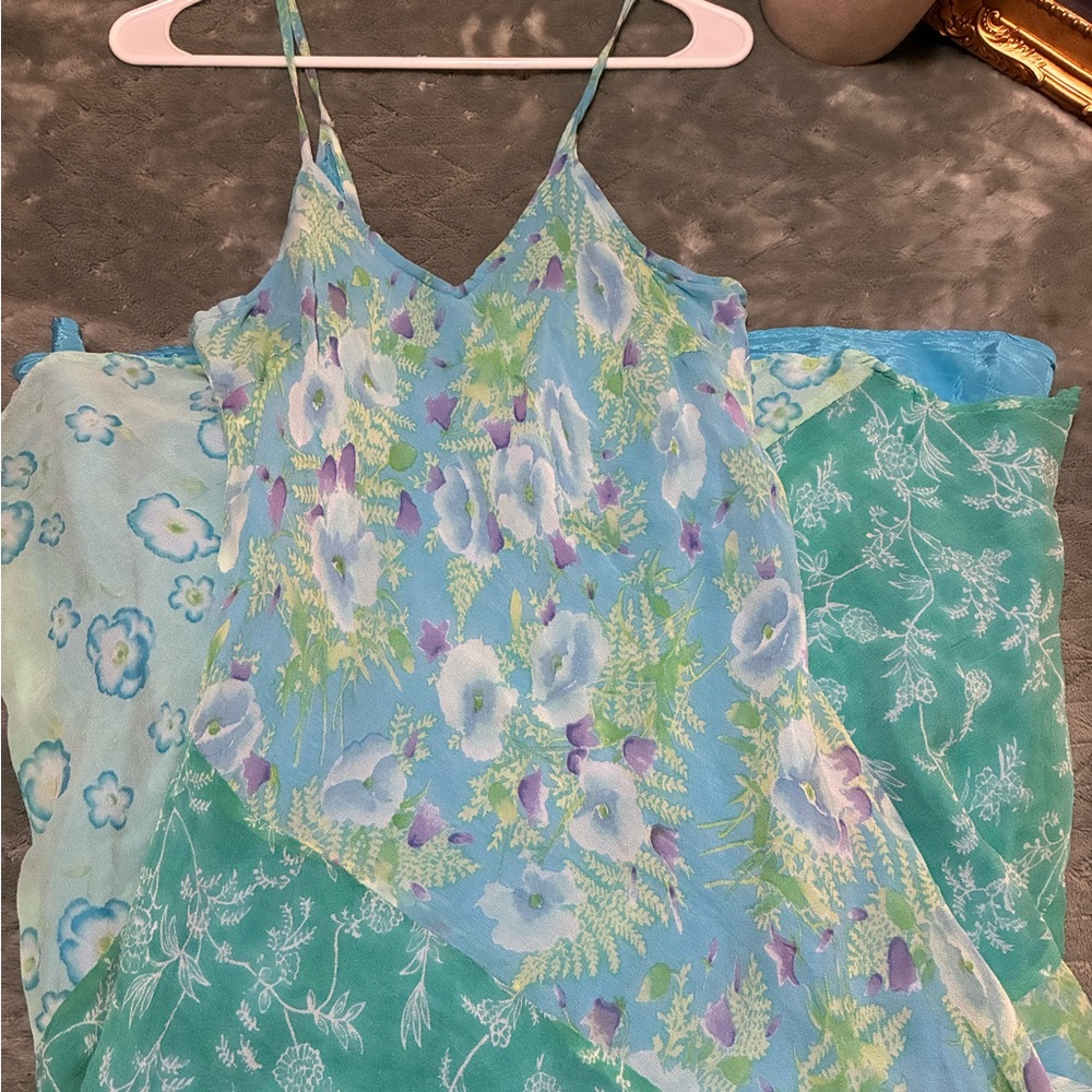 Vintage Phool Blue and Green Floral Dress
